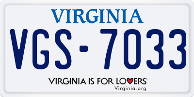 VA license plate VGS7033