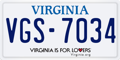 VA license plate VGS7034