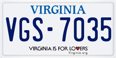 VA license plate VGS7035