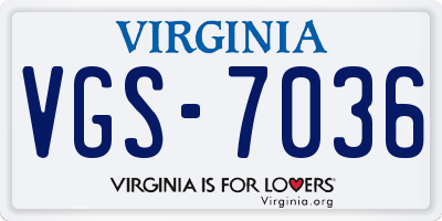 VA license plate VGS7036