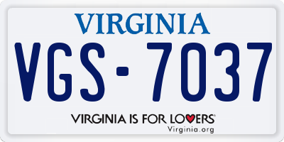 VA license plate VGS7037
