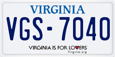 VA license plate VGS7040