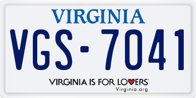 VA license plate VGS7041