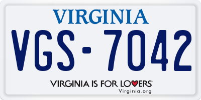 VA license plate VGS7042