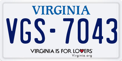VA license plate VGS7043