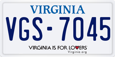 VA license plate VGS7045