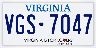 VA license plate VGS7047