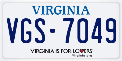 VA license plate VGS7049