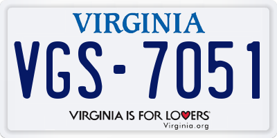 VA license plate VGS7051