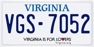 VA license plate VGS7052
