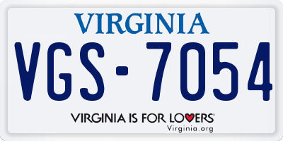 VA license plate VGS7054