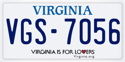VA license plate VGS7056