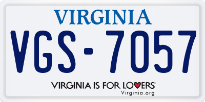 VA license plate VGS7057