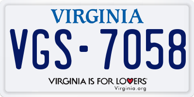 VA license plate VGS7058