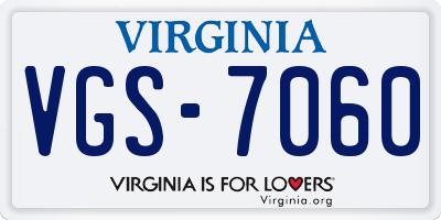 VA license plate VGS7060