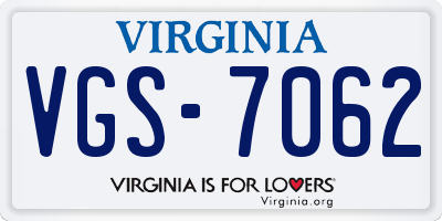 VA license plate VGS7062