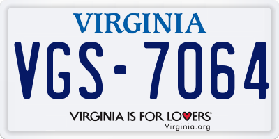 VA license plate VGS7064