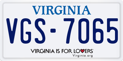 VA license plate VGS7065