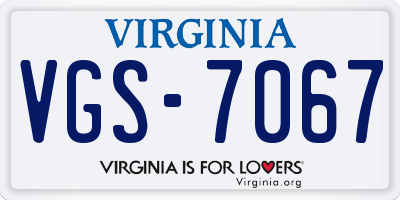 VA license plate VGS7067
