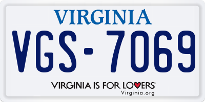 VA license plate VGS7069