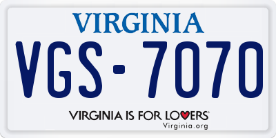 VA license plate VGS7070