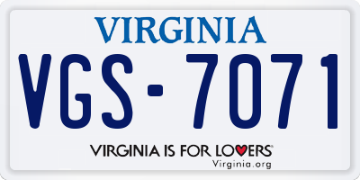 VA license plate VGS7071