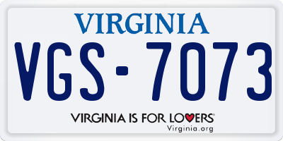 VA license plate VGS7073