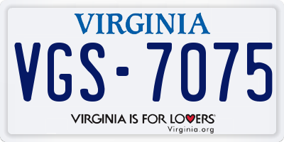VA license plate VGS7075
