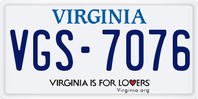 VA license plate VGS7076