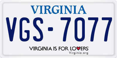 VA license plate VGS7077