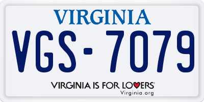 VA license plate VGS7079