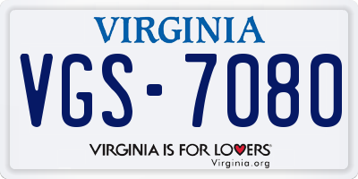 VA license plate VGS7080