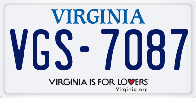 VA license plate VGS7087