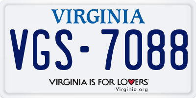 VA license plate VGS7088