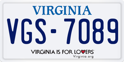 VA license plate VGS7089