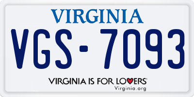 VA license plate VGS7093