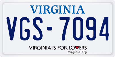 VA license plate VGS7094