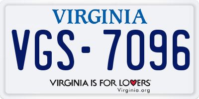 VA license plate VGS7096