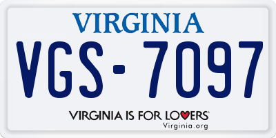 VA license plate VGS7097