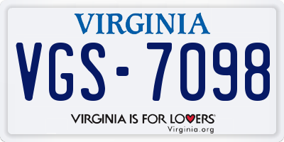VA license plate VGS7098