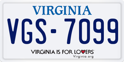 VA license plate VGS7099