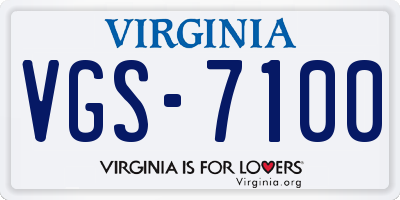 VA license plate VGS7100