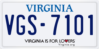 VA license plate VGS7101