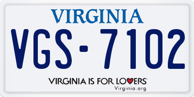 VA license plate VGS7102