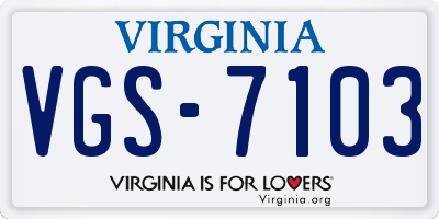 VA license plate VGS7103
