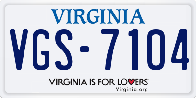 VA license plate VGS7104
