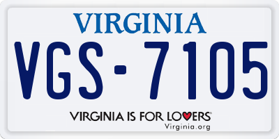 VA license plate VGS7105