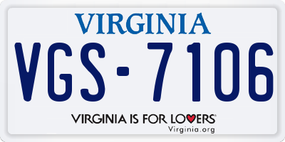 VA license plate VGS7106