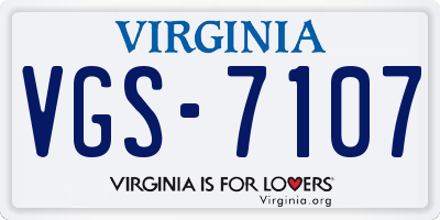 VA license plate VGS7107