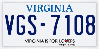 VA license plate VGS7108